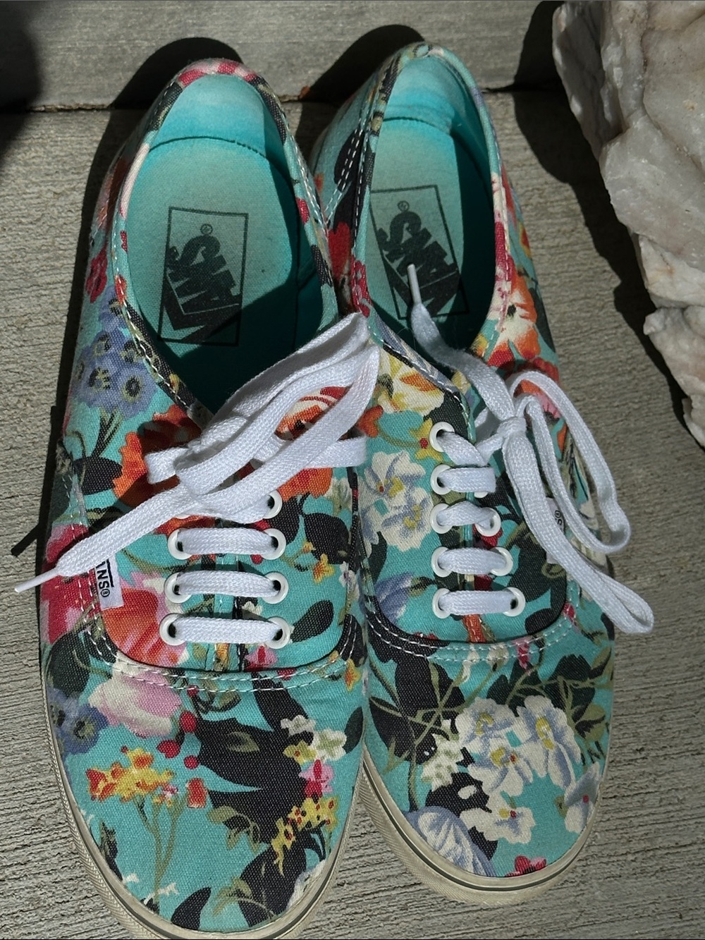 Vans Teal Floral Canvas Lace-Up Sneakers